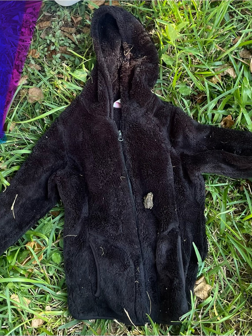 Faded Glory Black Plush Hooded Puffer Jacket